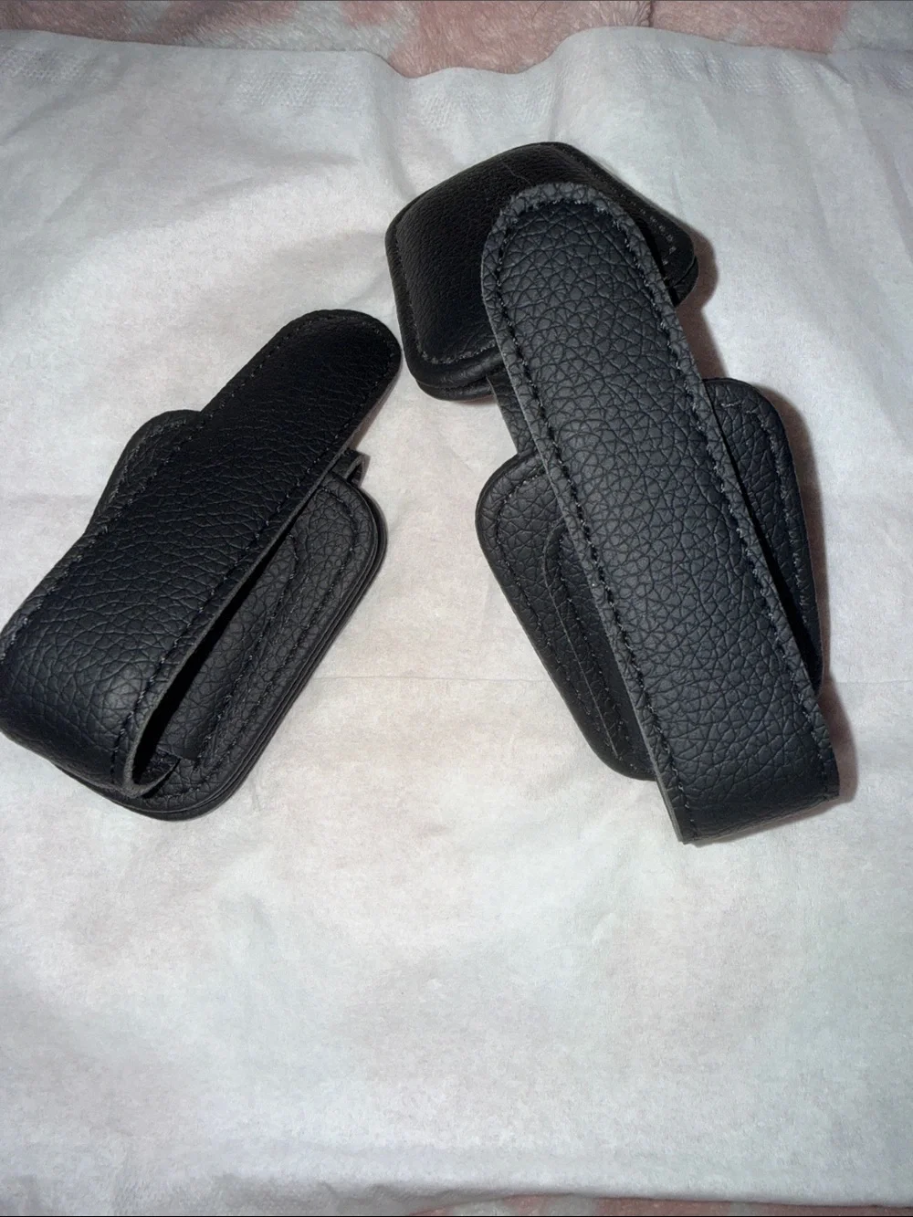 Black Leather Sunglasses Visor Clips - 2